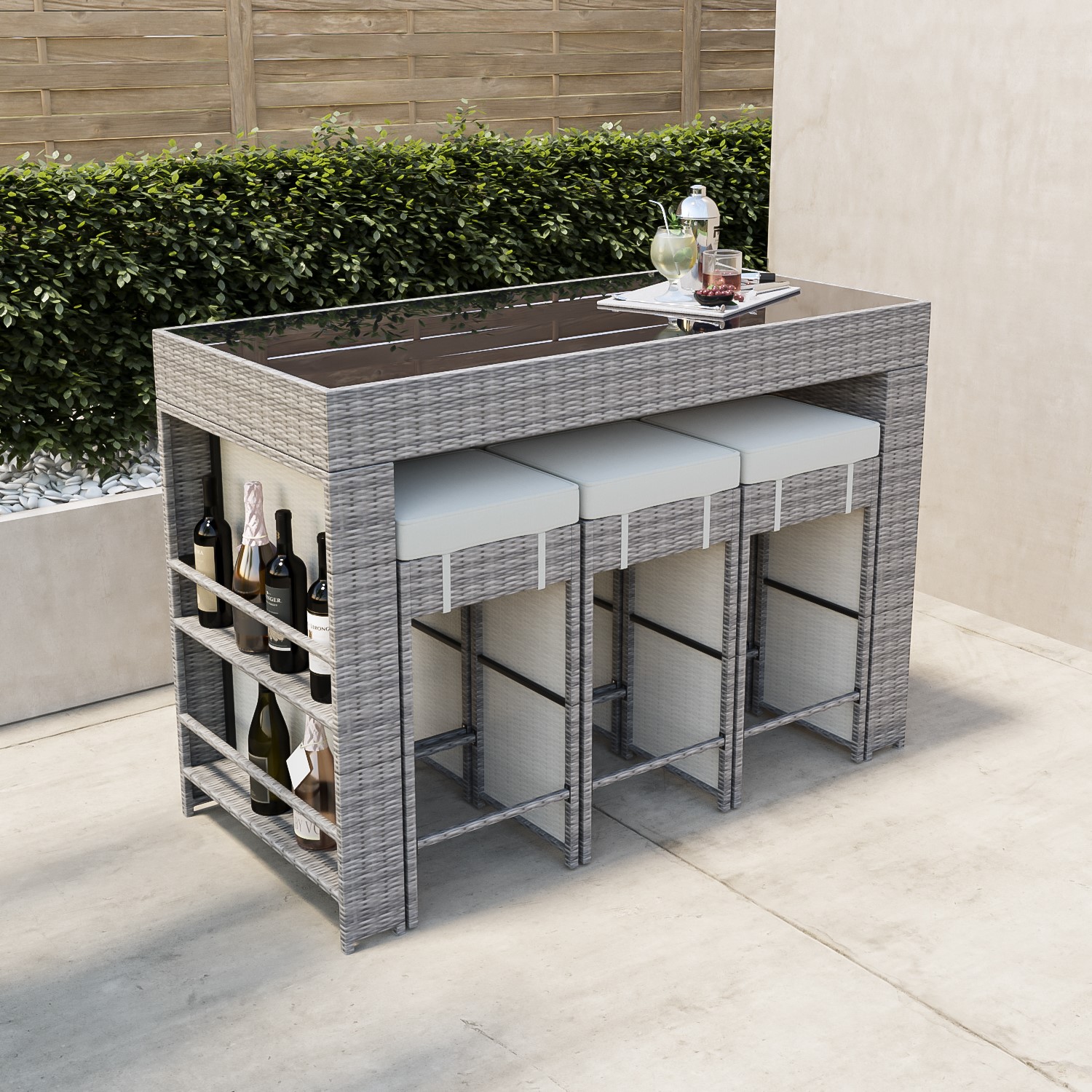 Read more about 6 seater garden bar cube set in natural rattan fortrose